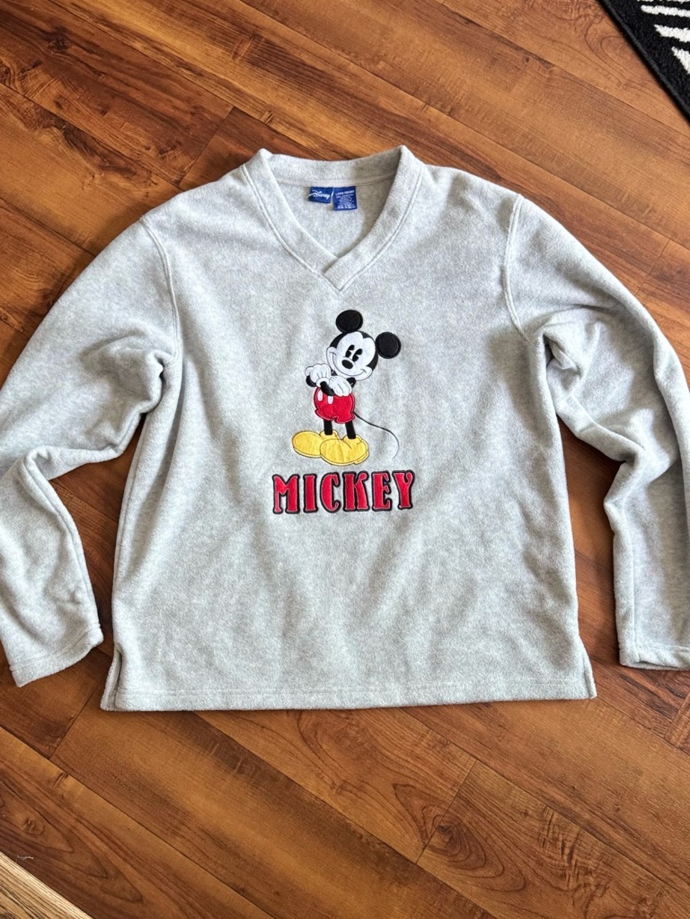 Vintage 90s Mickey Mouse Unlimited Embroidered Gray Fleece Pullover Sweatshirt L